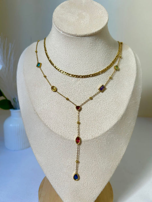 Midnight Rainbow Layered Necklace
