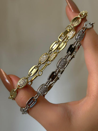 Golden Pave Link Bracelet