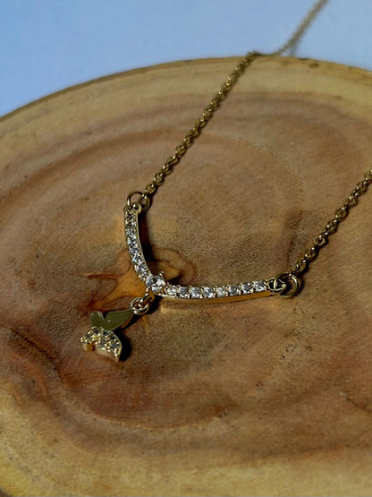 Sparkling Butterfly Chevron Necklace