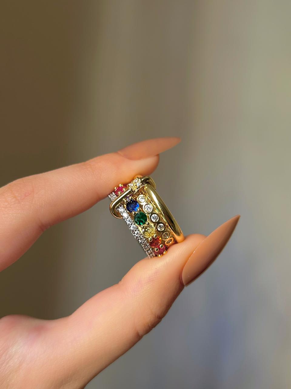 Rainbow Stack Capsule Ring
