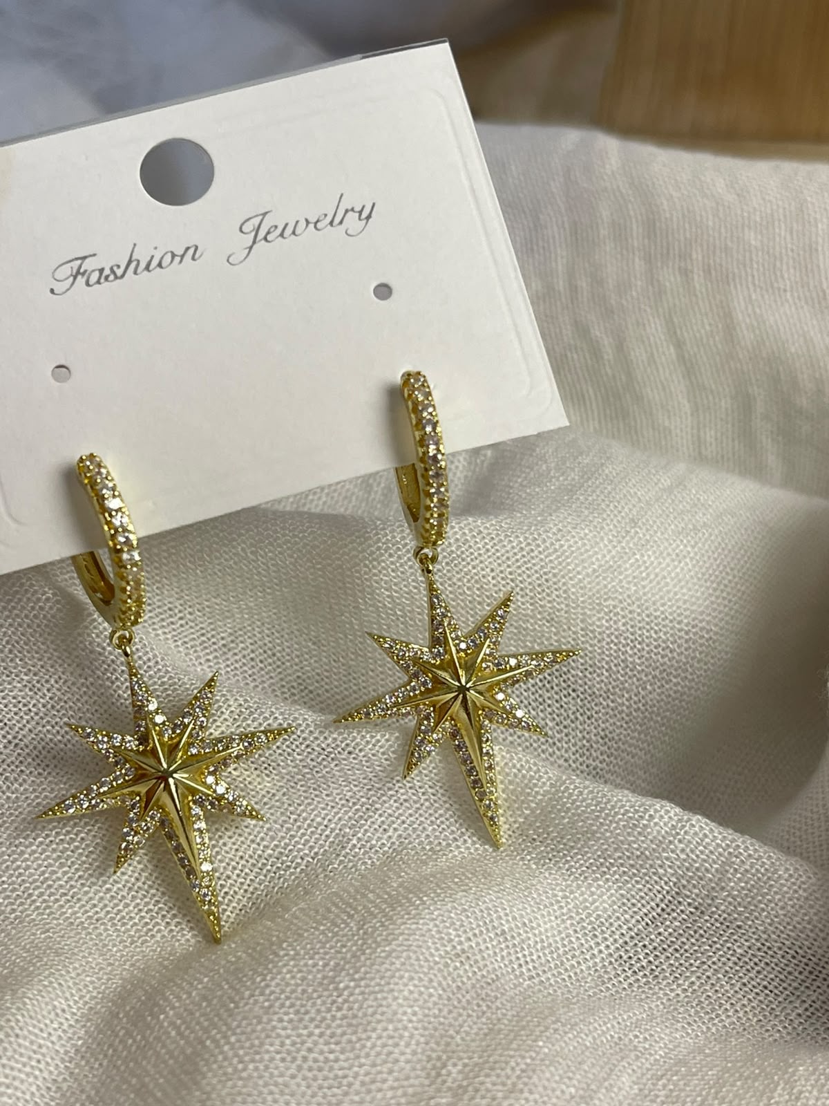 Sparkling North Star Hoop Earrings