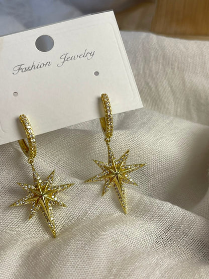 Sparkling North Star Hoop Earrings