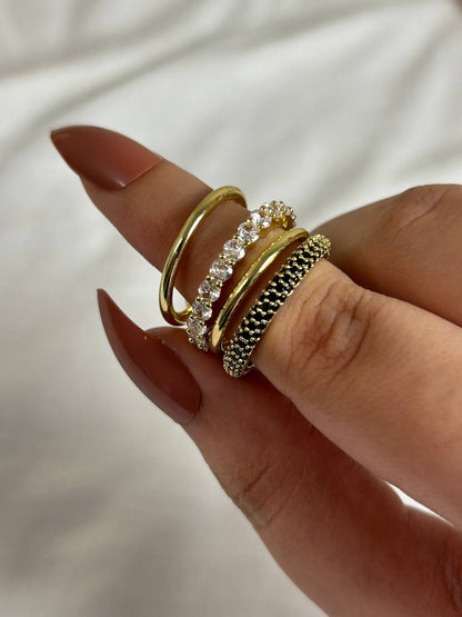 Multi-Band Black & Clear Zircon Ring