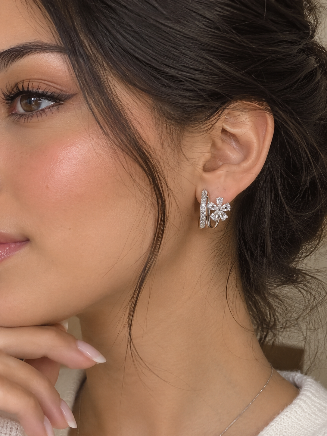 Sparkling Floral Ear Cuff