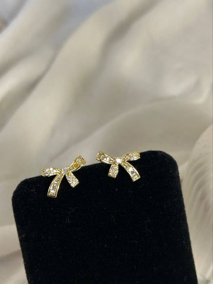 Crystal Ribbon Bow Earrings
