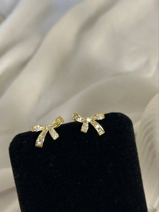 Crystal Ribbon Bow Earrings