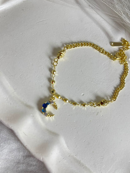 Multi-Color Crescent Moon Charm Bracelet