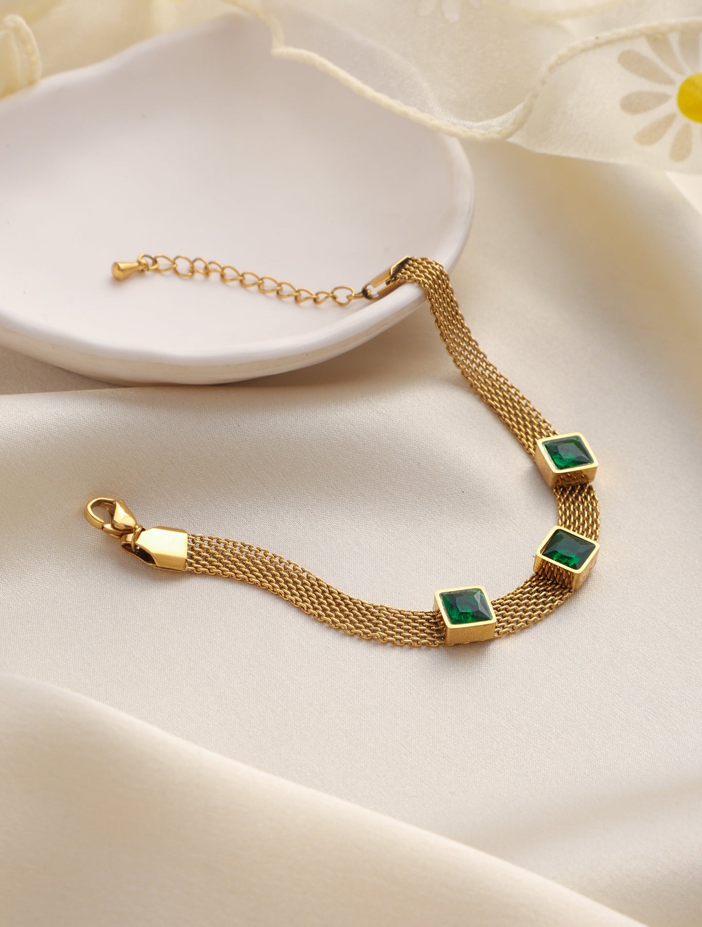 Emerald Mesh Bracelet