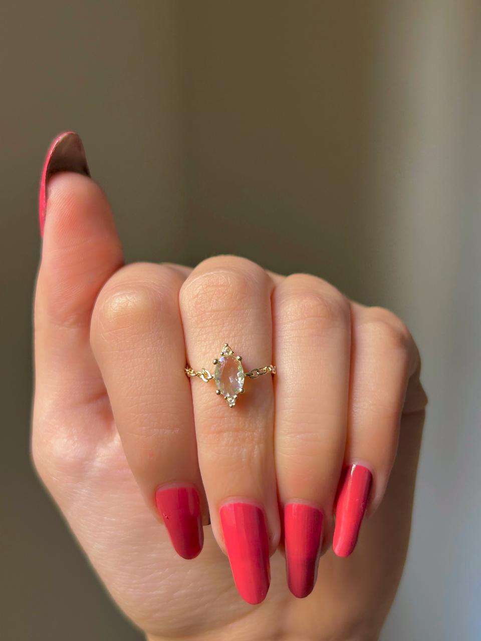 Mint Crystal Glide Ring
