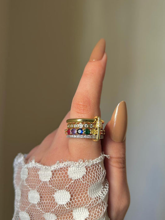 Rainbow Stack Capsule Ring