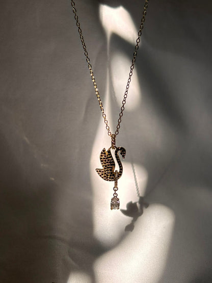 Elegant Zircon Swan Necklace