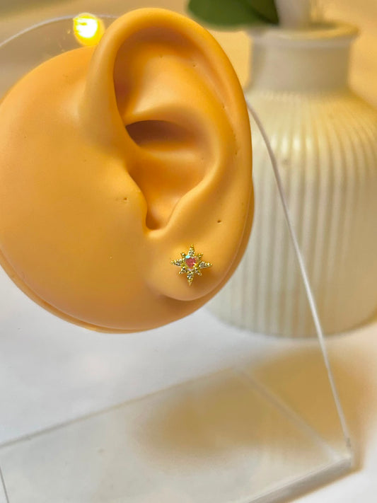 Pink Center Celestial Starburst Piercing