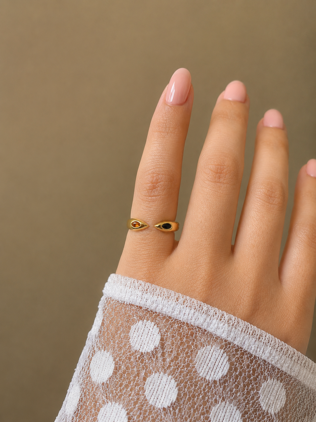Dual-Gem Open Pinky Ring