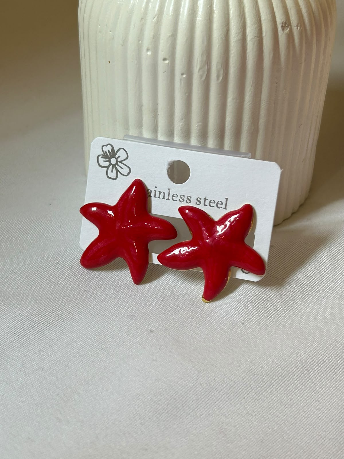 Vibrant Crimson Starfish Earrings