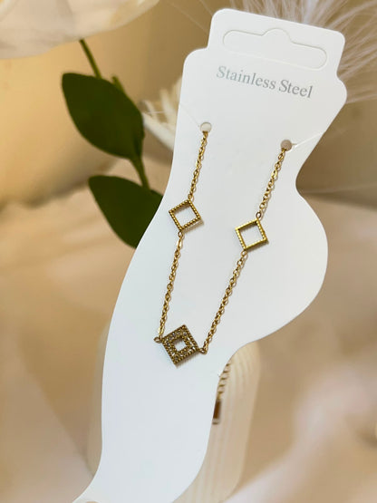 Geometric Rhombus Crystal Anklet
