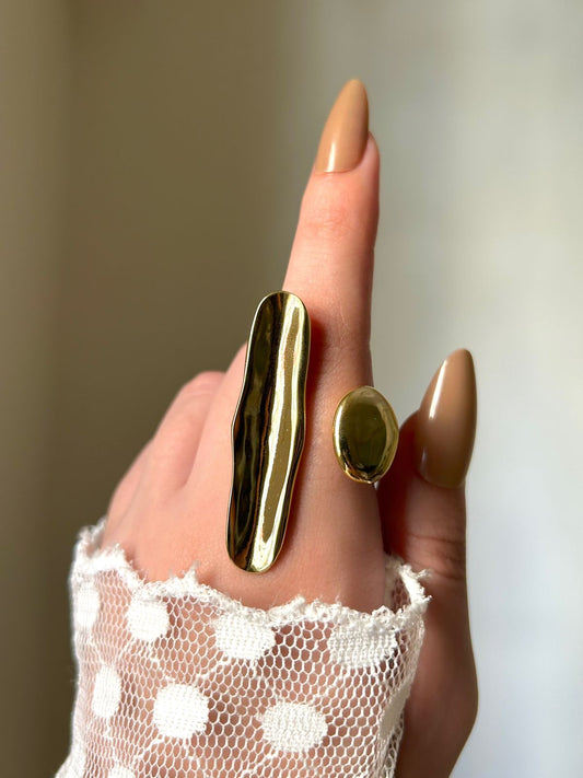 Golden Liquid Sculptural Ring