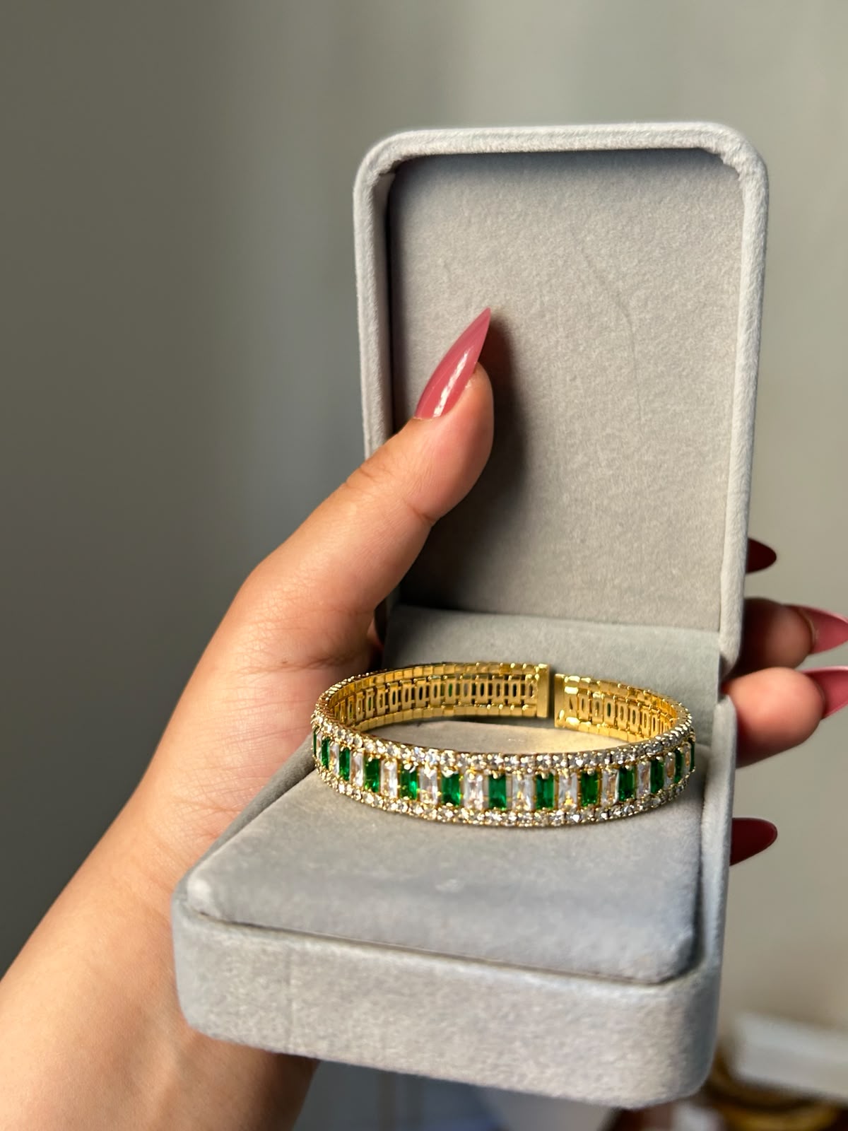 Emerald Elegance Adjustable Bracelet