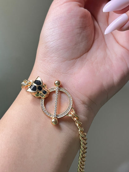 Platinum Panther Head Bracelet