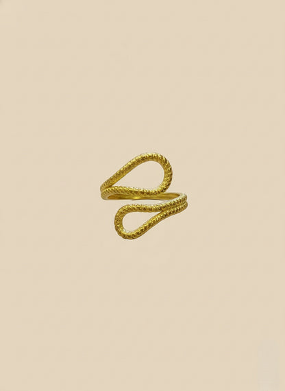 Golden Serpent Twist Ring