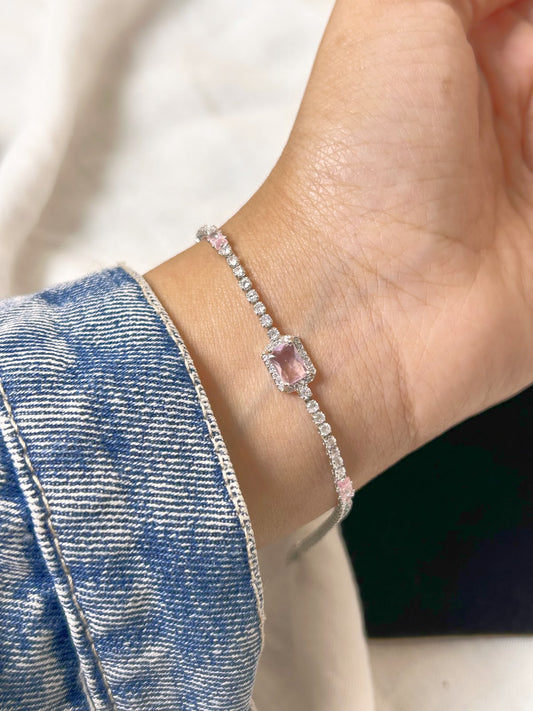 Pink Crystal Tennis Bracelet