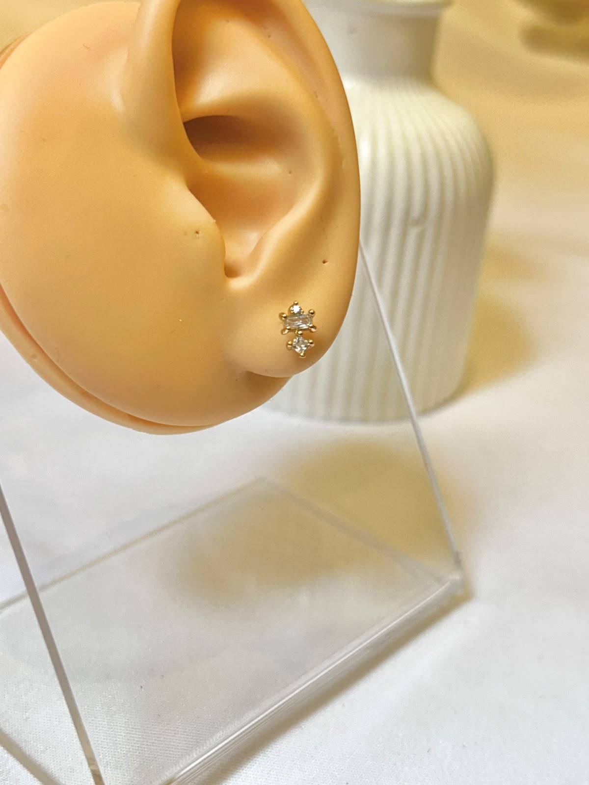 Geometric Baguette & Crystal Duo Piercing