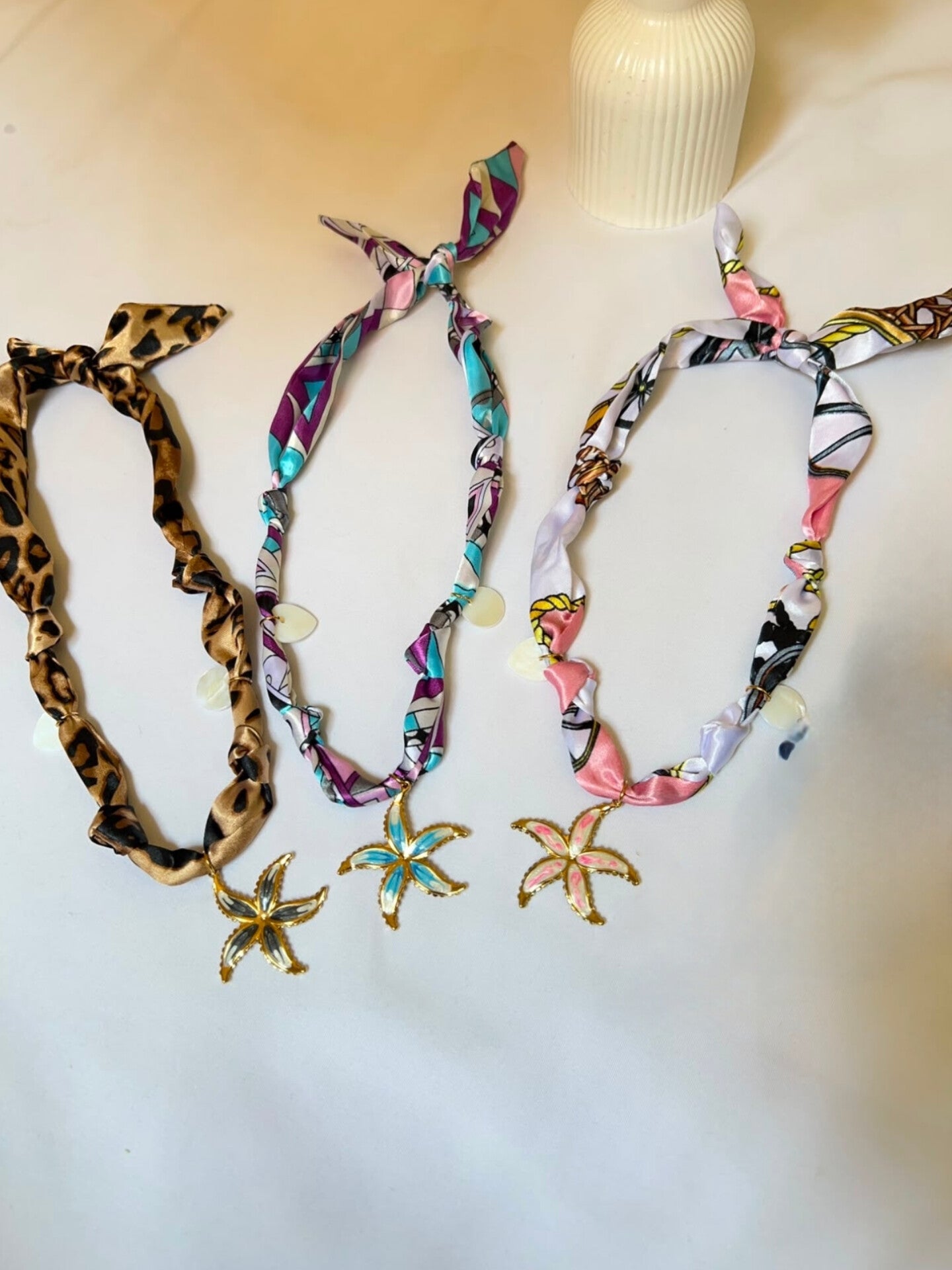 Enamel Starfish Scarf Necklace