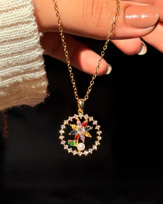 Rainbow Flower Necklace