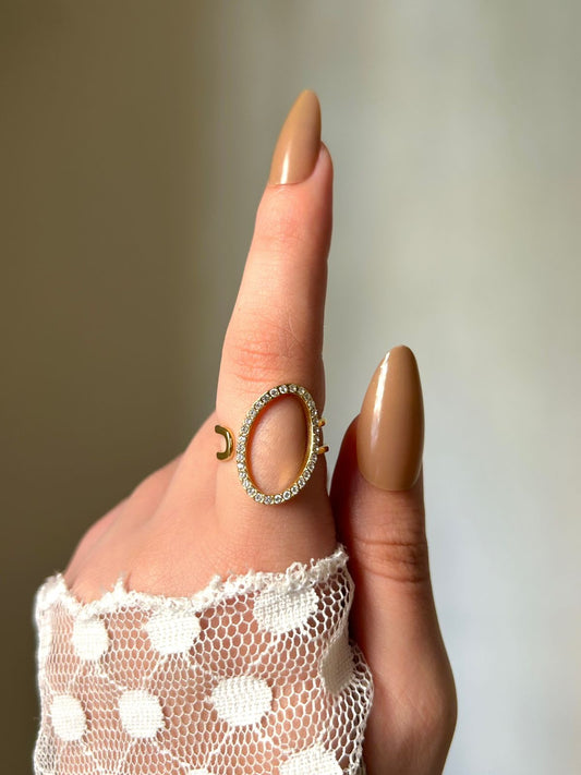 Golden Halo Crystal Ring