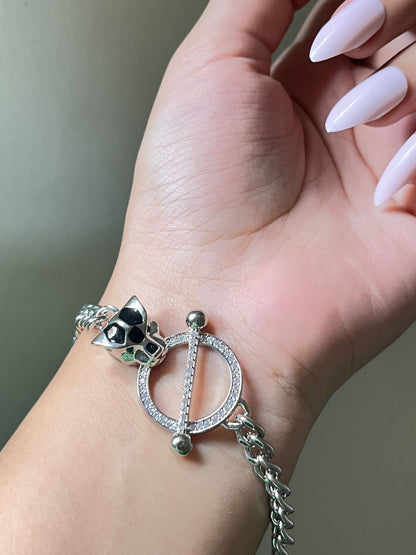 Platinum Panther Head Bracelet