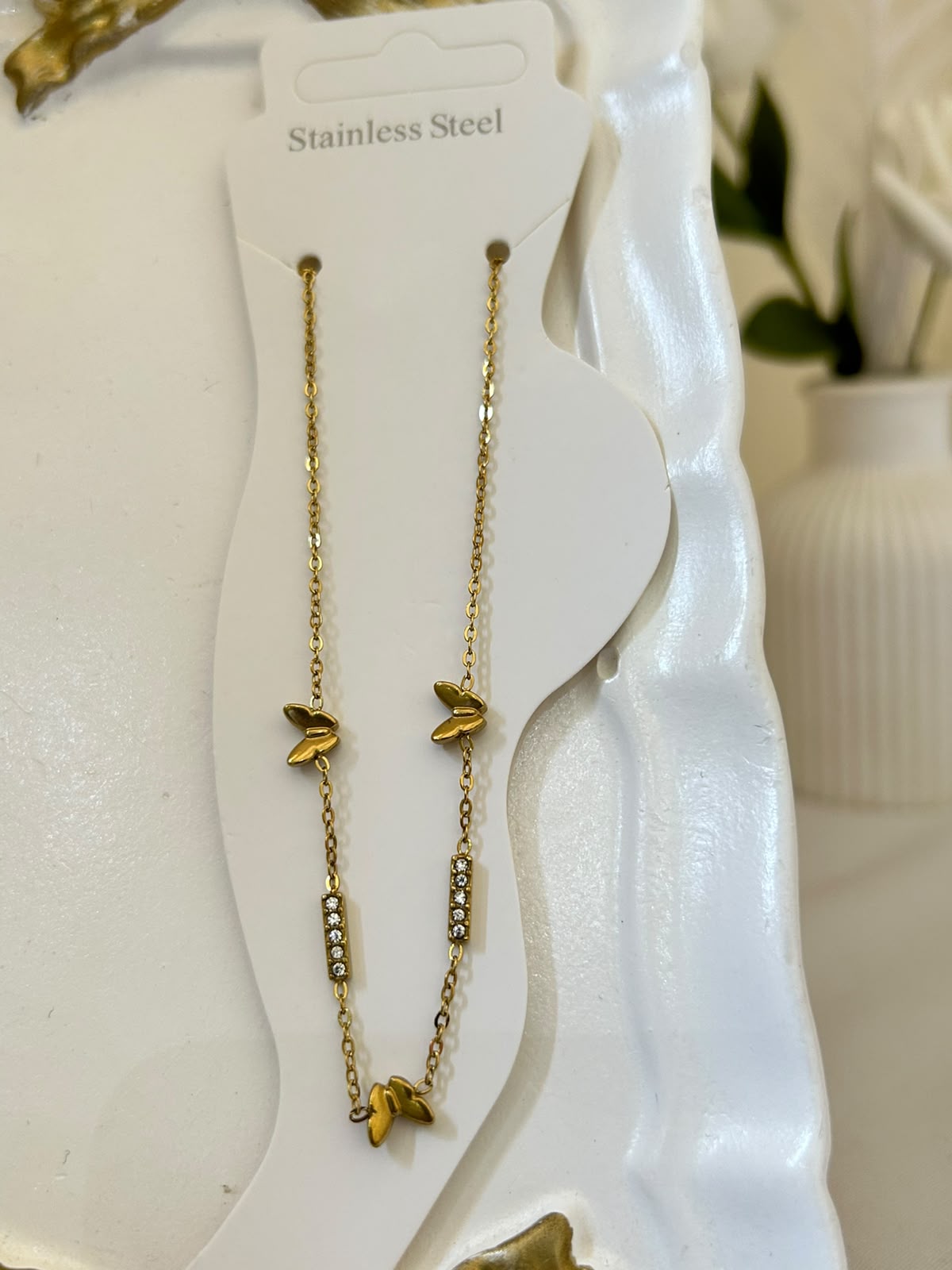 Dainty Butterfly Crystal Anklet