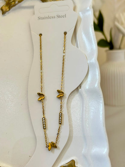 Dainty Butterfly Crystal Anklet