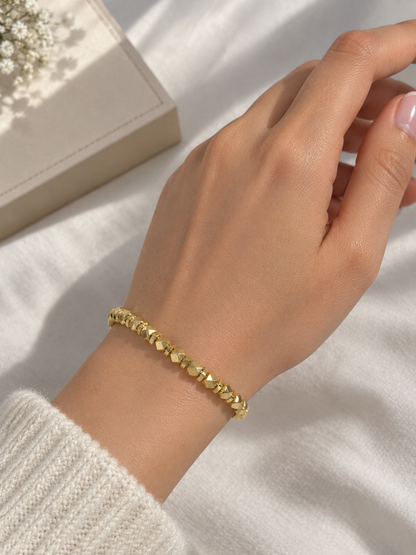 Geometric Gold Beaded Bangle