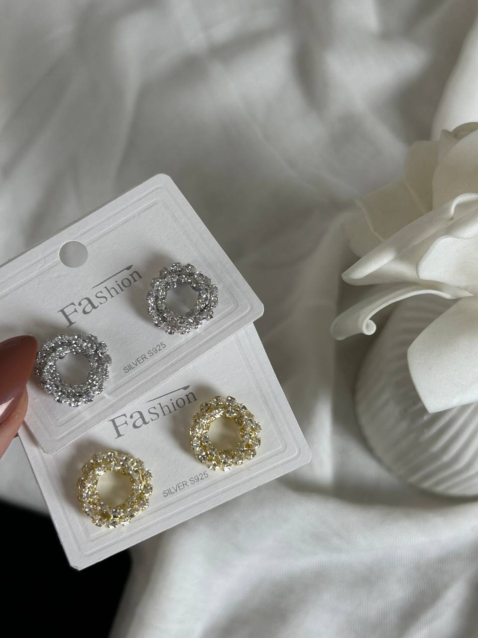 Crystal Circle Stud Earrings