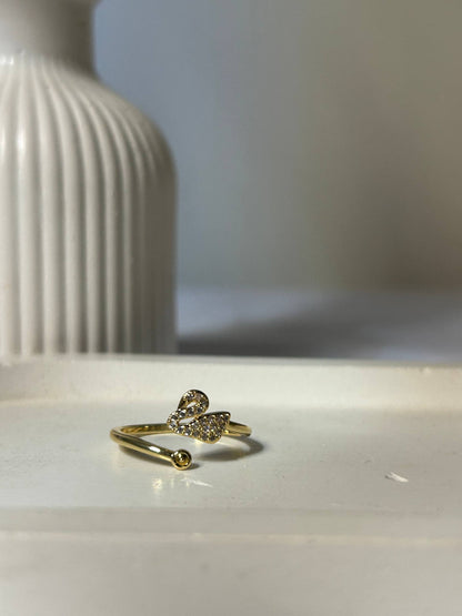 Crystal Swan Open Band Ring